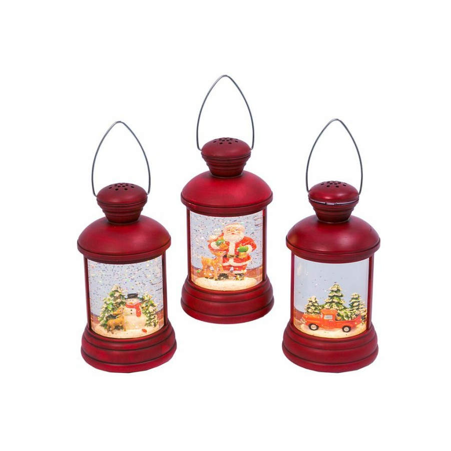 Home Goods & Toys * | Gerson International 7.4 In. Battery Operated Lighted Musical Spinning Water Globe Red Lantern, Set Of 3, 2497590Ec