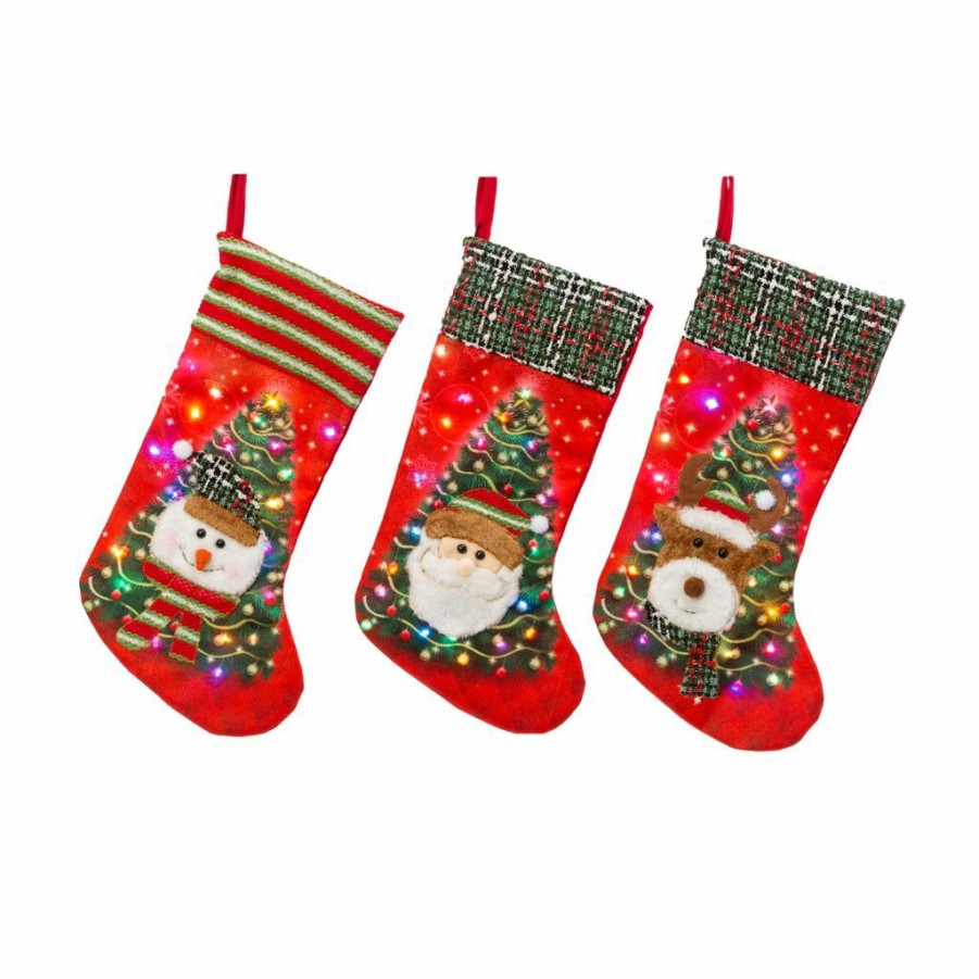 Home Goods & Toys * | Gerson International 20 In. B/O Lighted Stockings, 3 Styles, Set Of 3, 2618170Ec