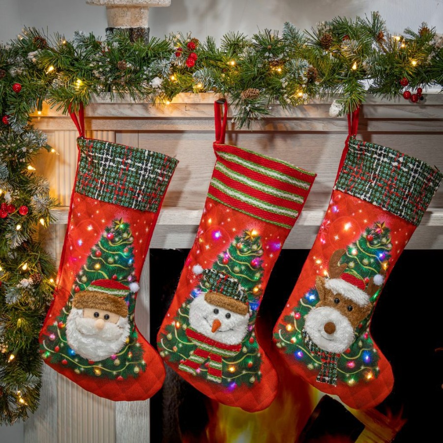 Home Goods & Toys * | Gerson International 20 In. B/O Lighted Stockings, 3 Styles, Set Of 3, 2618170Ec