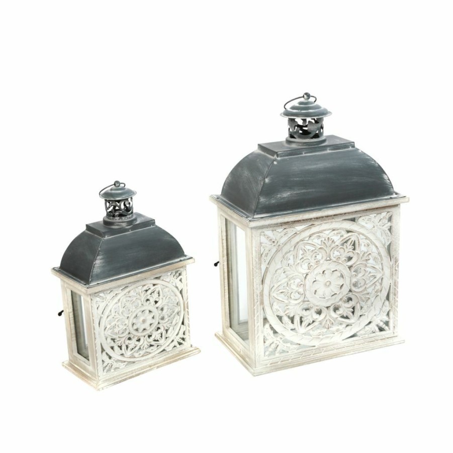 Home Goods & Toys * | Gerson International White Nesting Lanterns, Set Of 2