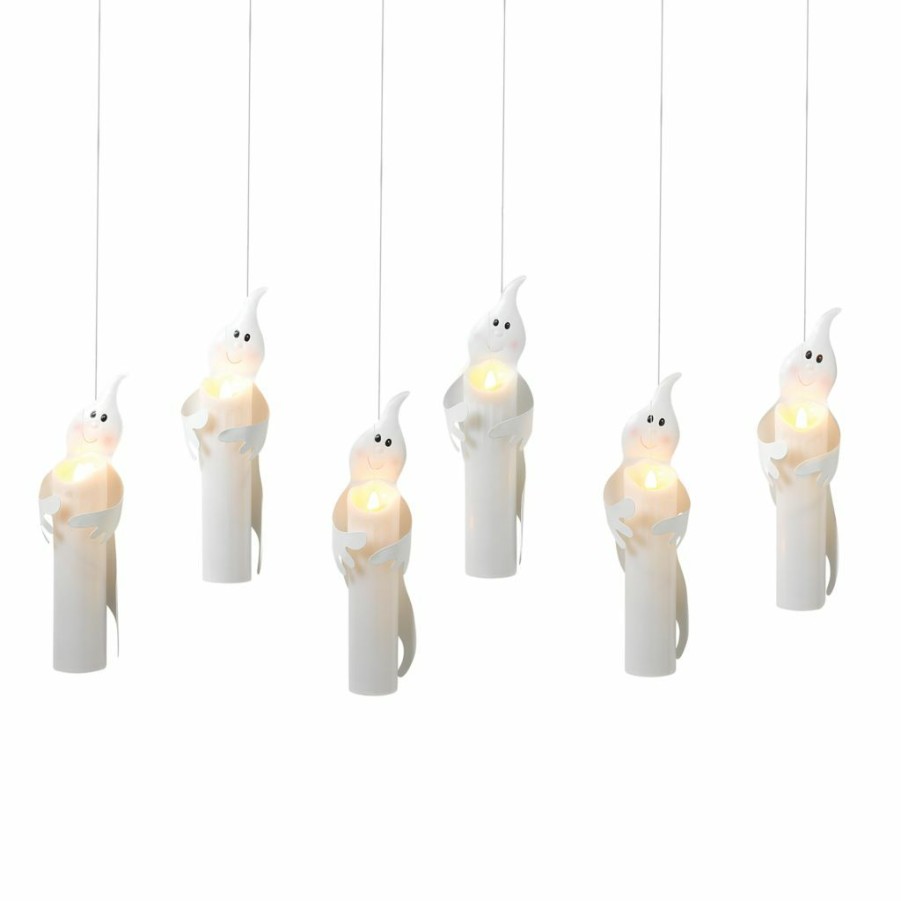 Home Goods & Toys * | Gerson International Battery Operated Candles, Wrapped By White Metal Ghosts Appear To Be Hanging Mid-Air, Set Of 6, 2589880Ec