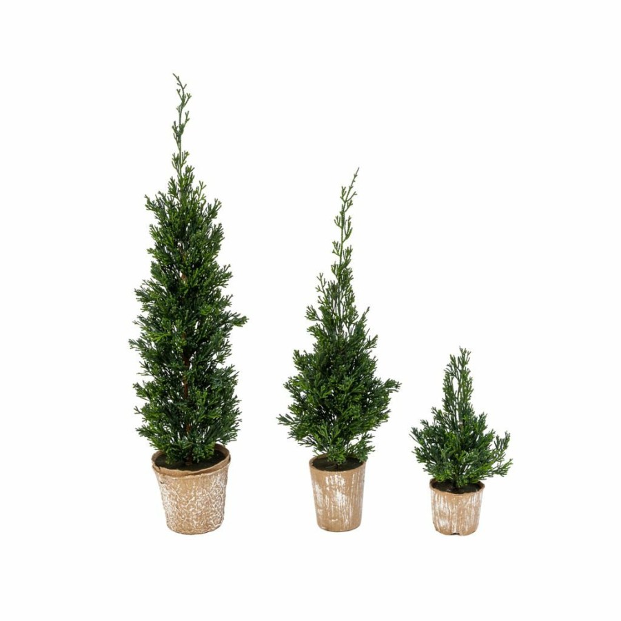 Home Goods & Toys * | Gerson International Slim Potted Christmas Trees, Set Of 3, 2551850Ec