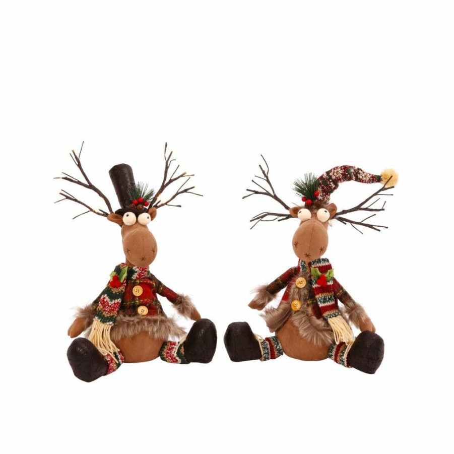 Home Goods & Toys * | Gerson International 15 In. Plush Reindeer, Set Of 2 Assortment, 2356340Ec