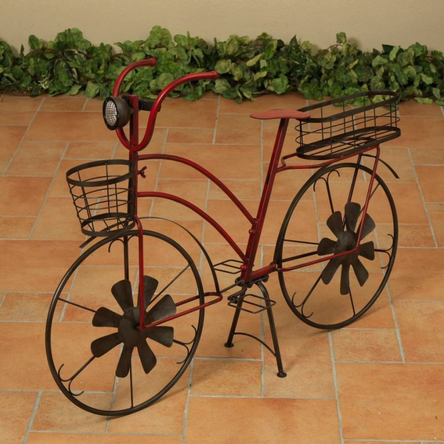 Lawn & Garden * | Gerson International 37 In. L Solar Metal Antique Bike Planter, 2188490Ec