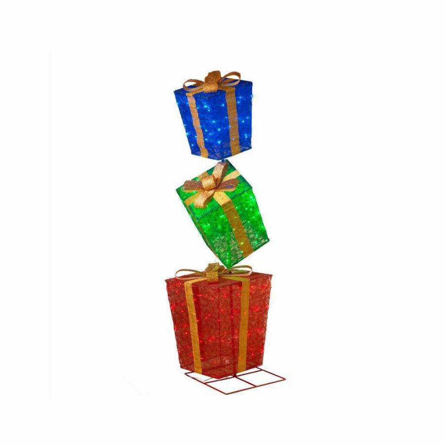 Home Goods & Toys * | Gerson International 72 In. 3 Stacked Lighted Gift Boxes, 7031670Ec