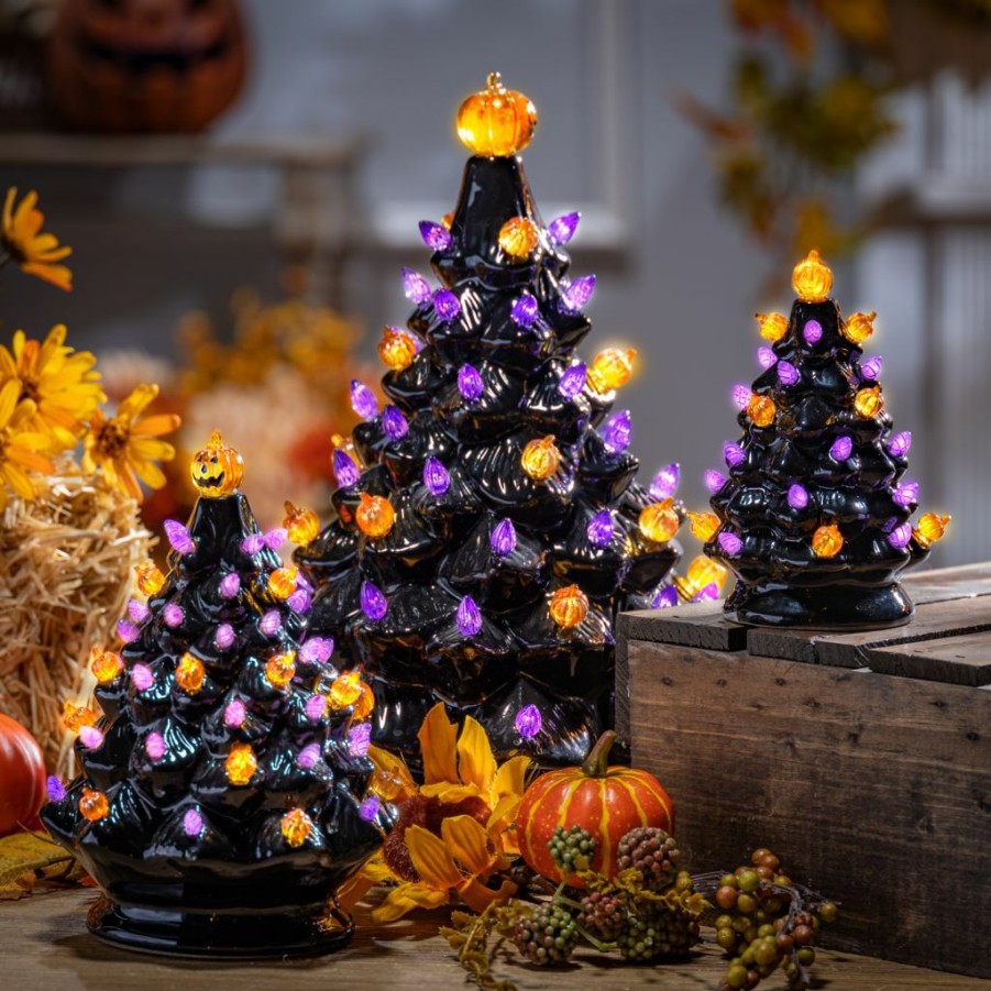 Home Goods & Toys * | Gerson International Battery Operated Lighted Dolomite Halloween Trees With Sound, Set Of 3, 2551760Ec