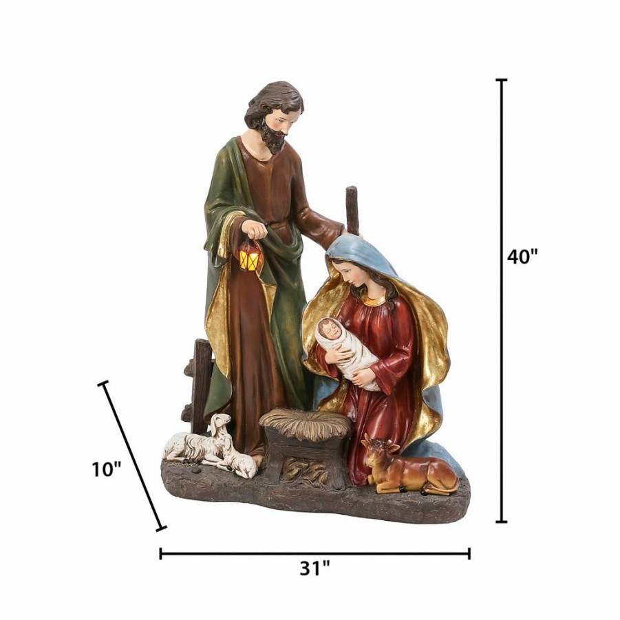 Home Goods & Toys * | Gerson International 38.5 In. Battery Operated Lighted Magnesium Nativity Figurine With Timer, 2500000Ec