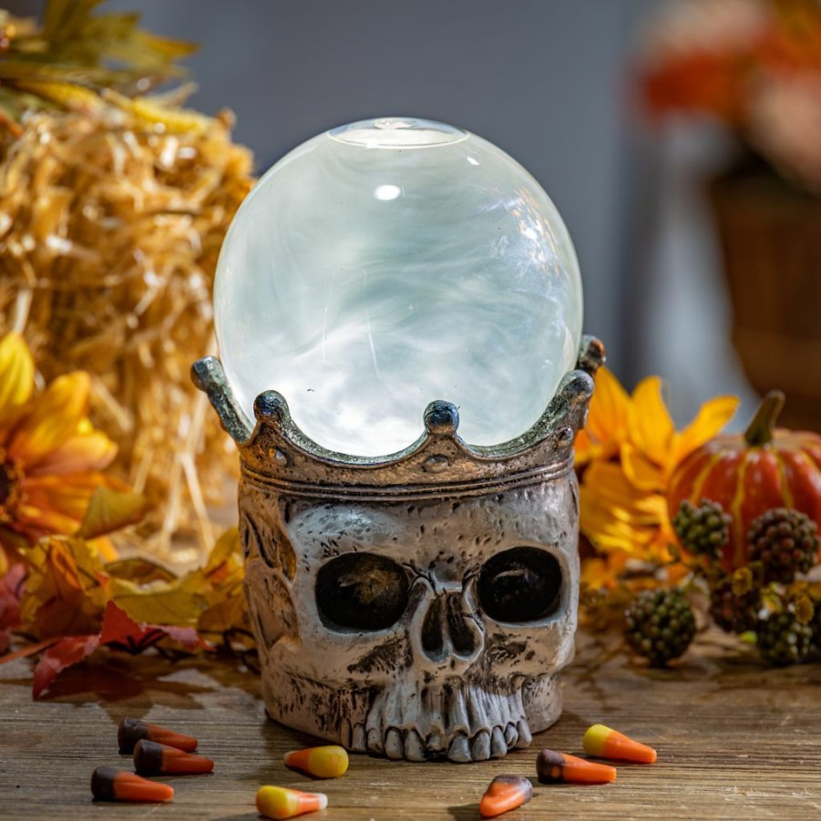 Home Goods & Toys * | Gerson International 7.5 In. Battery Operated Lighted Spinning Smoky Water Globe Skull With Timer, 2535750Ec