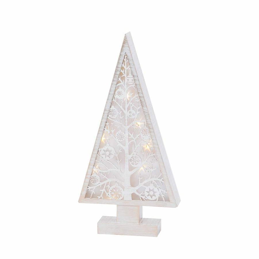 Home Goods & Toys * | Gerson International 16 In. Battery Operated Lighted Metal And Laser Cut Wood Tree, 2493740Ec