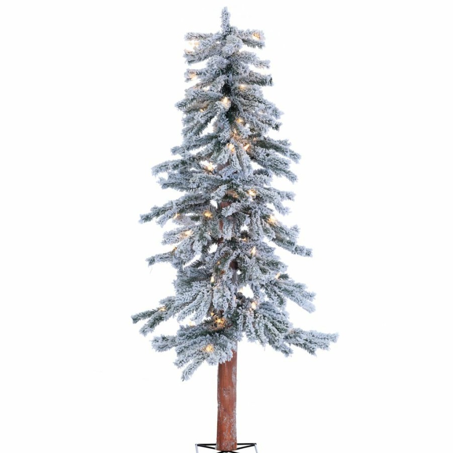 Home Goods & Toys * | Gerson International 4 Ft. Pre-Lit Flocked Alpine Tree With 70 Clear Lights