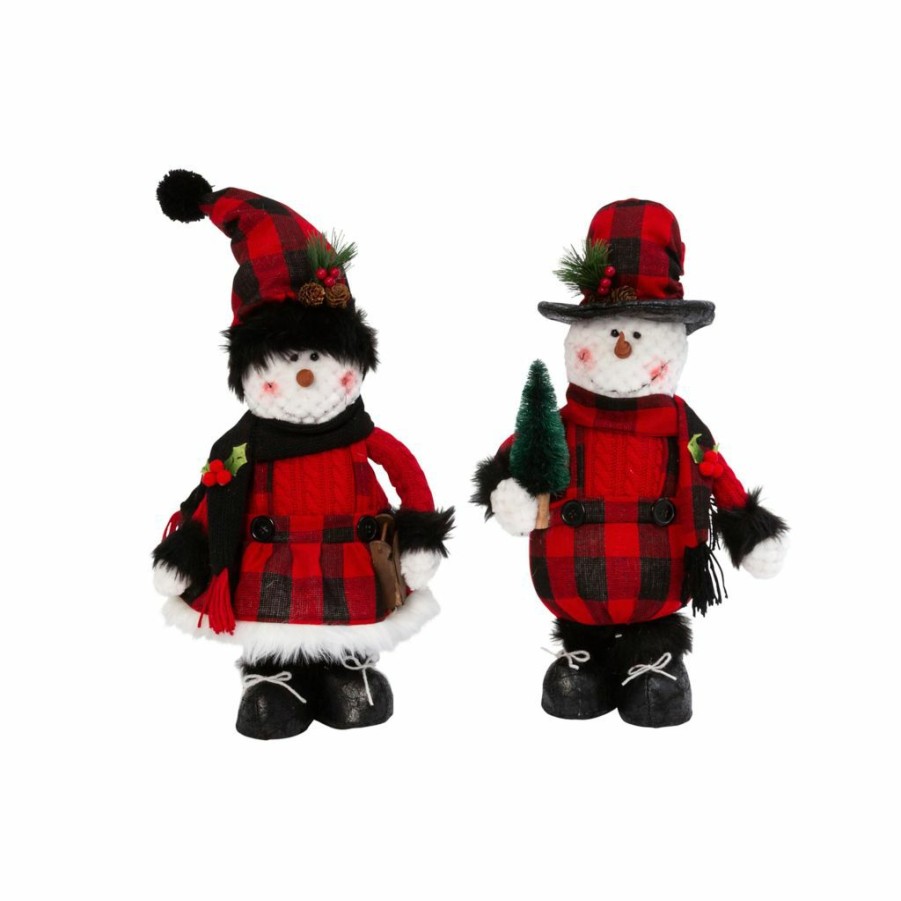 Home Goods & Toys * | Gerson International 15 In. Plush Holiday Standing Snowmen Figures, Set Of 2, 2550950Ec