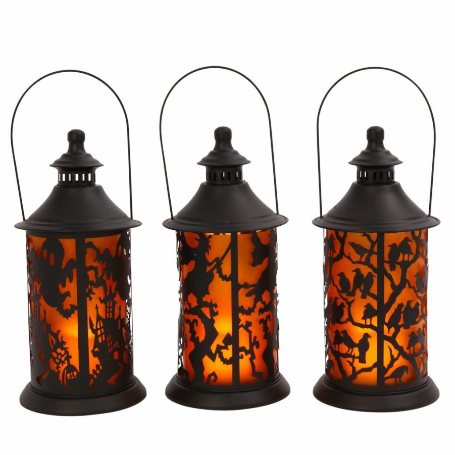 Home Goods & Toys * | Gerson International 14 In. Metal Halloween Theme Lanterns, Assorted Set Of 3, 2353050Ec