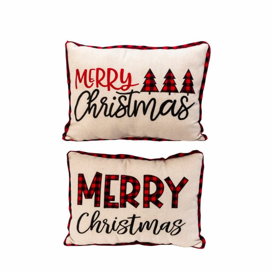 Home Goods & Toys * | Gerson International 20 In. Fabric Embroidered Merry Christmas Pillows, Set Of 2, 2540180Ec