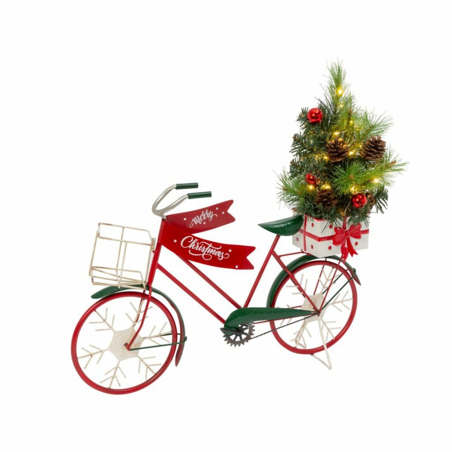 Home Goods & Toys * | Gerson International 22 In. Metal Holiday Bicycle With Battery Operated Lighted Tree, 2589780Ec