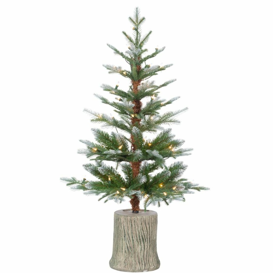 Home Goods & Toys * | Gerson International 3 Ft. High Potted Natural Cut Frosted Pine Tree With 50 Clear Led Lights