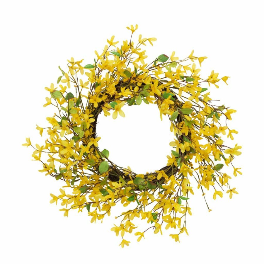 Home Goods & Toys * | Gerson International 24 In. D Yellow Forsythia Spring Wreath, 2335010Ec