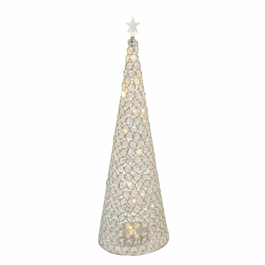 Home Goods & Toys * | Gerson International 23.8 In. B/O Lighted Jeweled Cone Tree, Silver, 2589920Ec-Silver