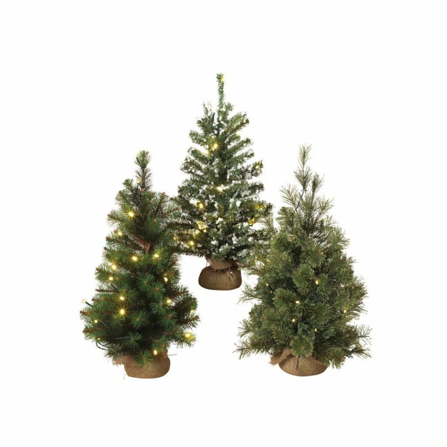 Home Goods & Toys * | Gerson International 24 In. Lighted Christmas Trees, Assorted Set Of 3, 2013070Ec