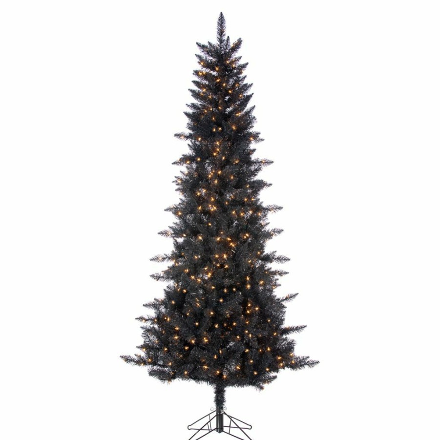 Home Goods & Toys * | Gerson International 7.5 Ft. Black Tuscany Tinsel Tree With 450 Warm White Incandescent Lights