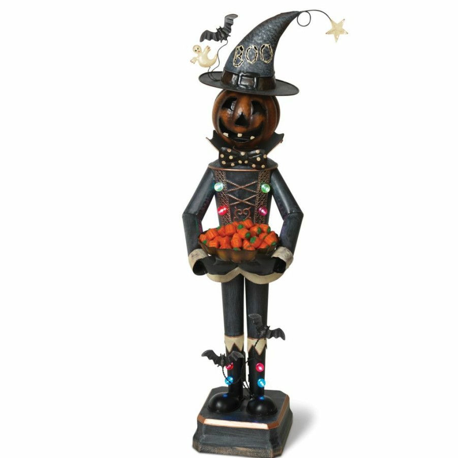 Home Goods & Toys * | Gerson International 3 Ft. Tall Battery Operated Lighted Metal Mr. Pumpkin Candy Bowl Holder, 2531020Ec