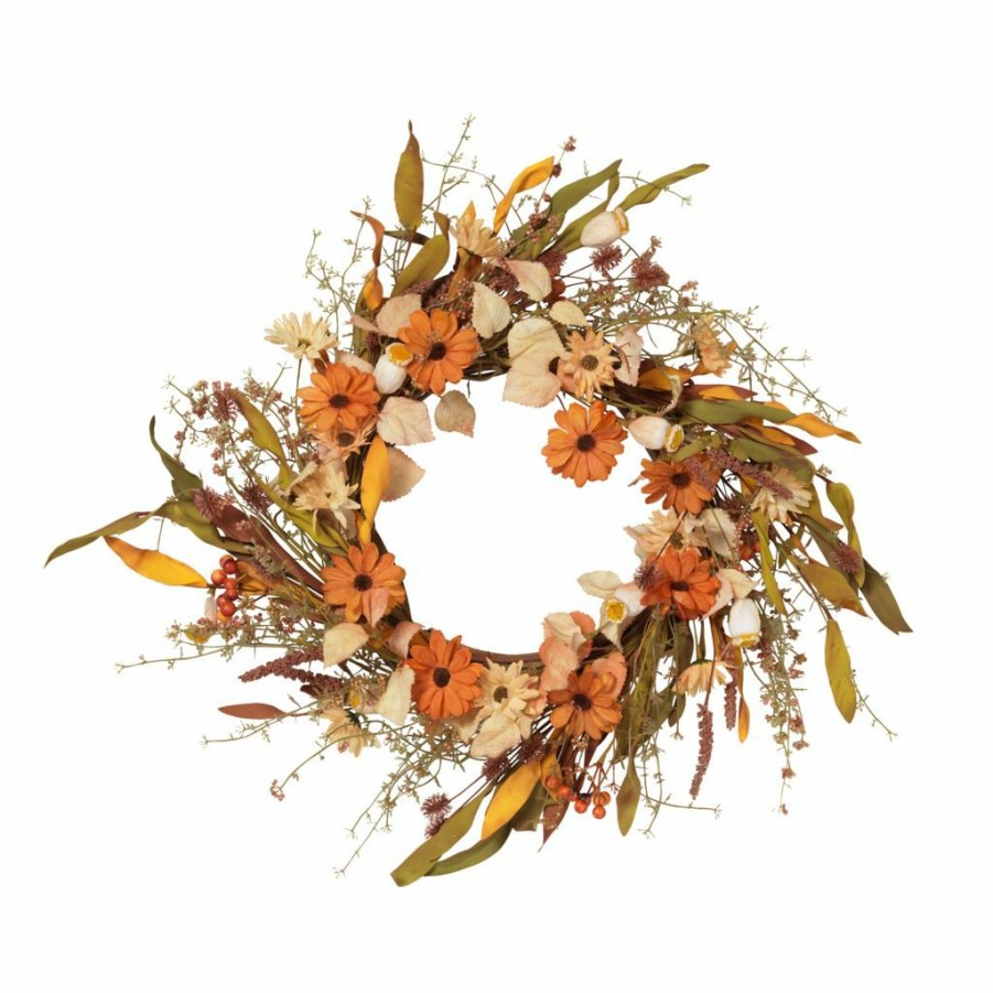 Home Goods & Toys * | Gerson International 22 In. Diameter Harvest Wreath With Fall Flowers And Berries, 2539950Ec